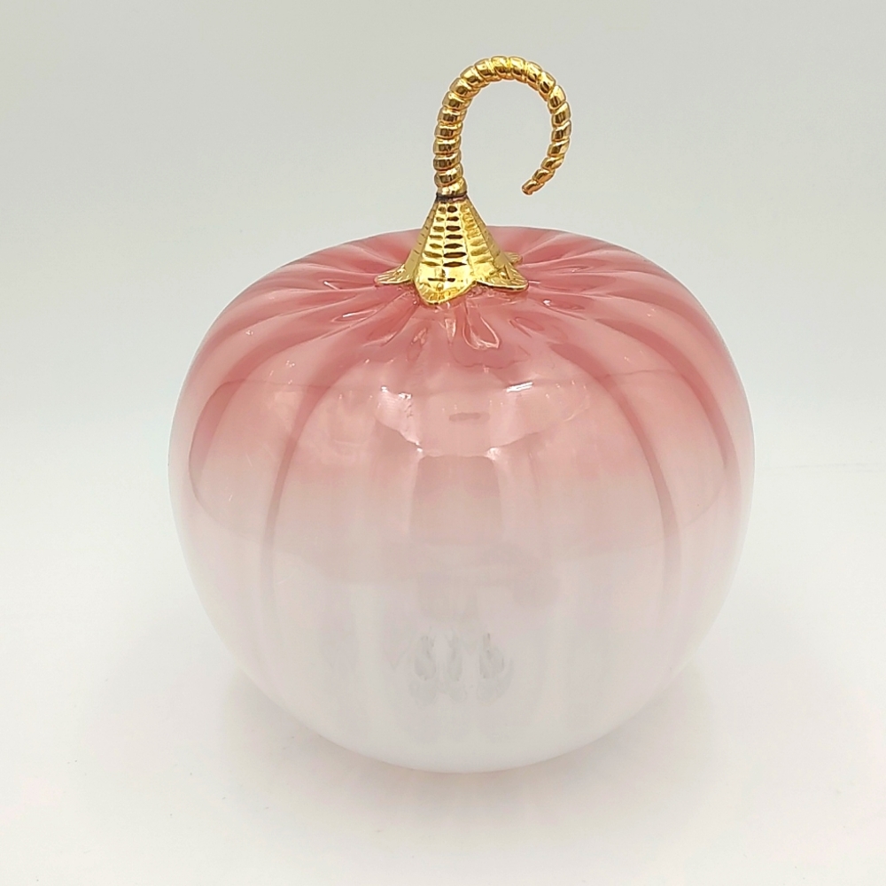 Cupcakes and Cashmere at home handblown glass pink light up pumpkin